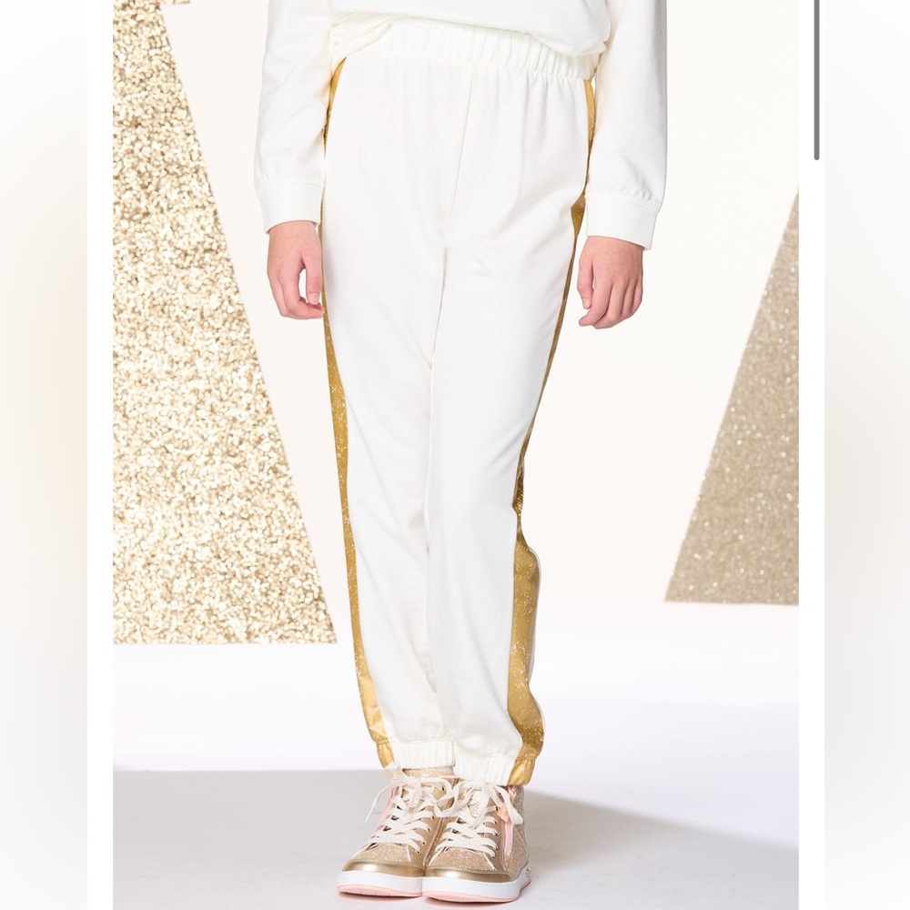 GIRLS GOLD METALLIC STRIPE JOGGERS